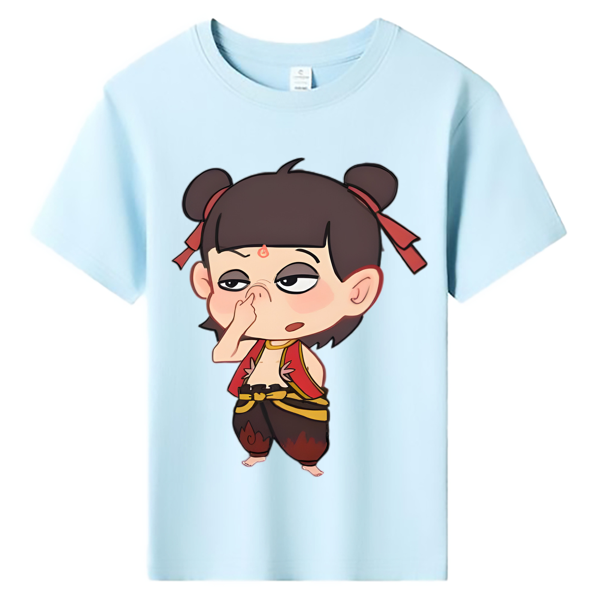 （画像用） Ne Zha 2 ナタ 魔童の大暴れ 綿100％キッズTシャツ（フロントプリント）